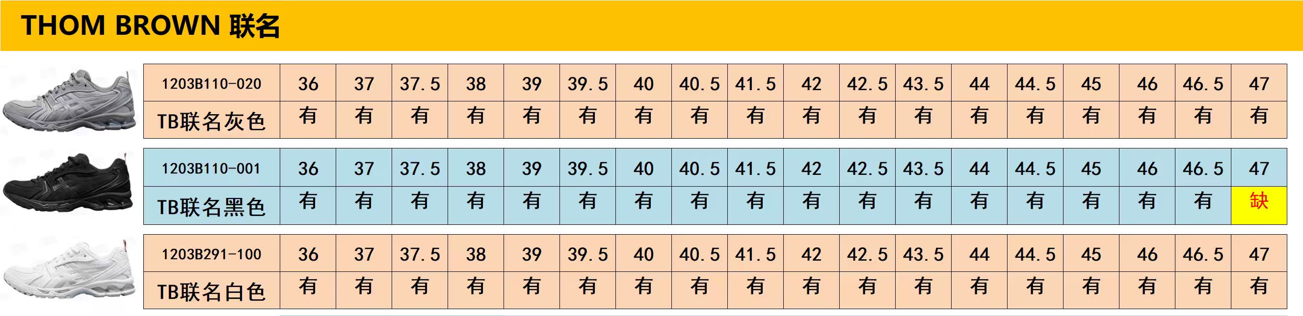 【ZC Batch】【9-17】【B33/B30/NB/3XL/CIRCUIT/ Kayano 12.1/Kayano 14/NYC】 13 尺码库存表 / Size stock chart 10