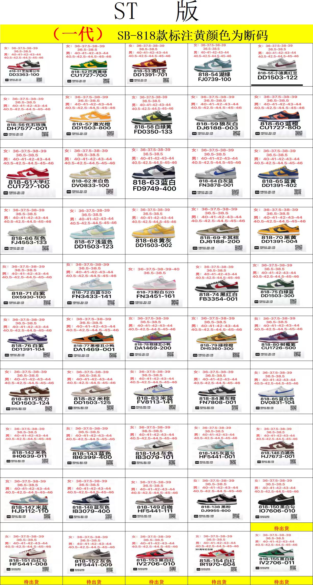 【 NEW VT Batch】【9-18】【DUNK Stcok】 5 尺码库存表 / Size stock chart 4