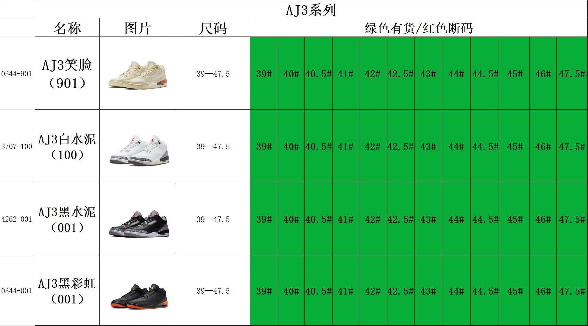 【OWF Batch】【8-6】OWF库存 10 尺码库存表 / Size stock chart 2
