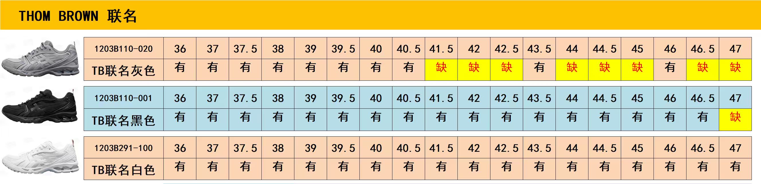 【ZC Batch】【8-14】【B33/B30/NB/3XL/CIRCUIT/ Kayano 12.1/Kayano 14/NYC】 11 尺码库存表 / Size stock chart 7