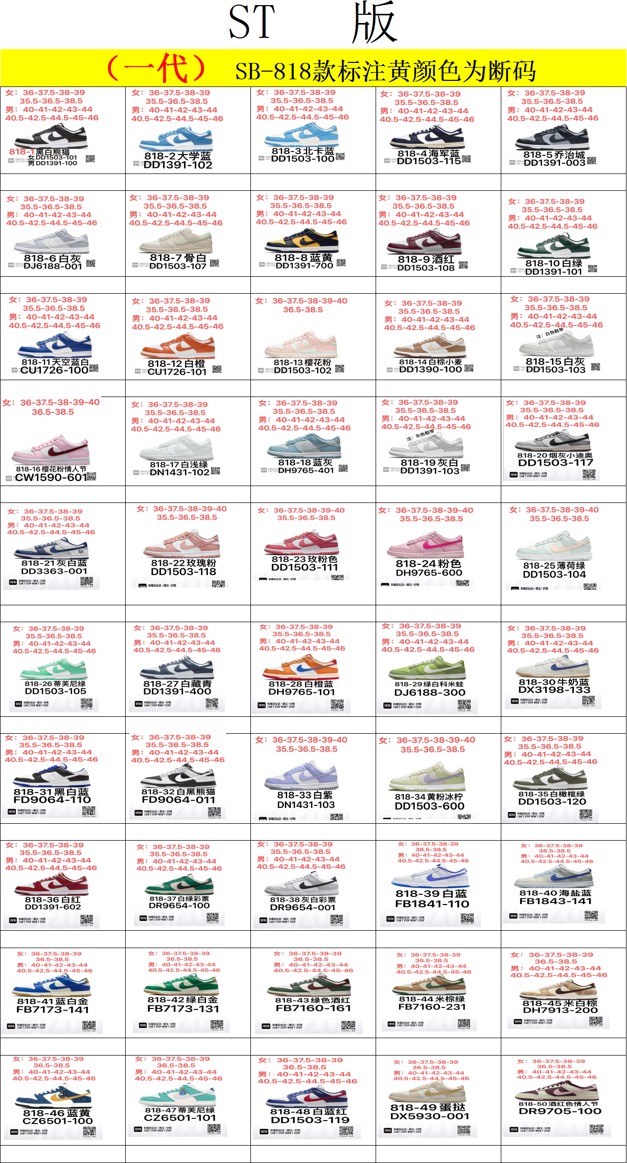 【 NEW VT Batch】【8-17】【DUNK Stcok】 5 尺码库存表 / Size stock chart 4