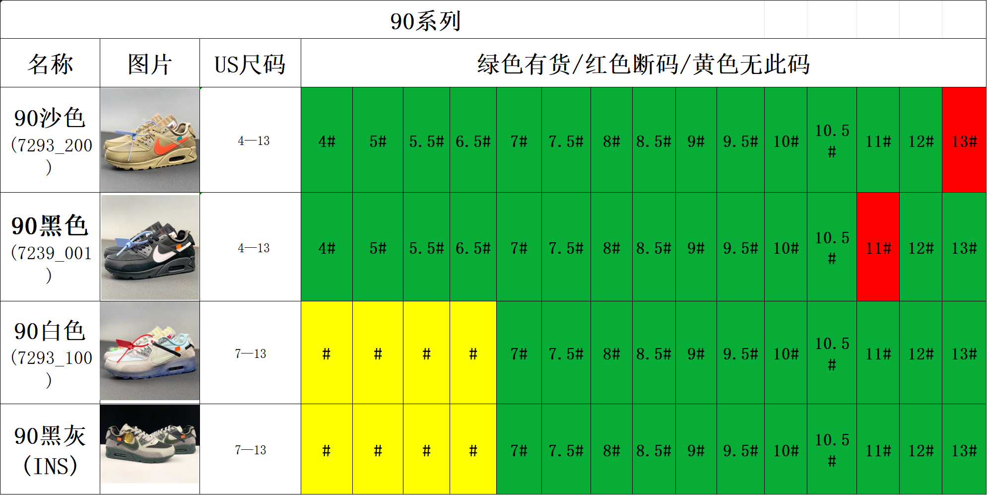 【OWF Batch】【8-6】OWF库存 10 尺码库存表 / Size stock chart 9